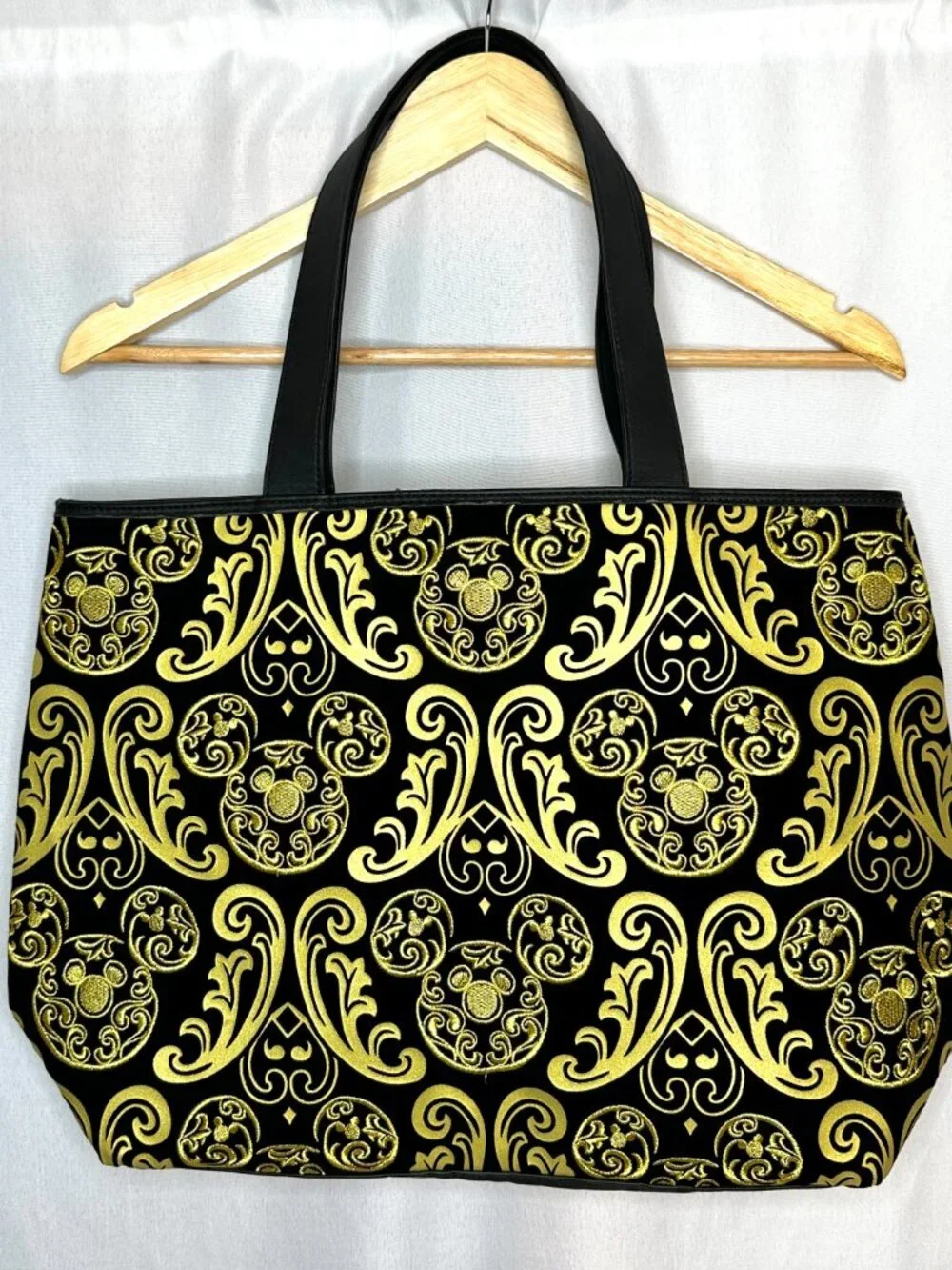 NWOT Disney Parks Original Mickey Mouse Large Purse/Tote Baroque Filigree Velvet - Picture 2 of 9